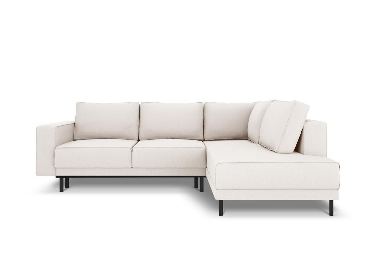 AUSKLAPPBARES-ECKSOFA rechts Caro aus strukturiertem Stoff leichtes beige 5 Sitzplätze - Beige, Textil (187/247cm) - Micadoni