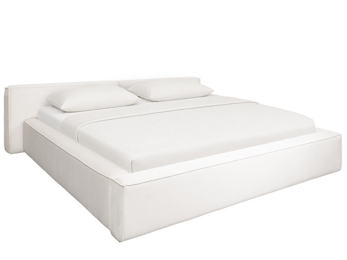 POLSTERBETT Jodie XL Low Cream 200/200 cm Samt mit Bettkasten - Creme, Textil/Metall (200/200cm) - wonello