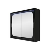 KLEIDERSCHRANK London VIII, mit RGB LED Beleuchtung - Silberfarben/Schwarz, Holzwerkstoff/Kunststoff (180/215/58cm) - MIRJAN24