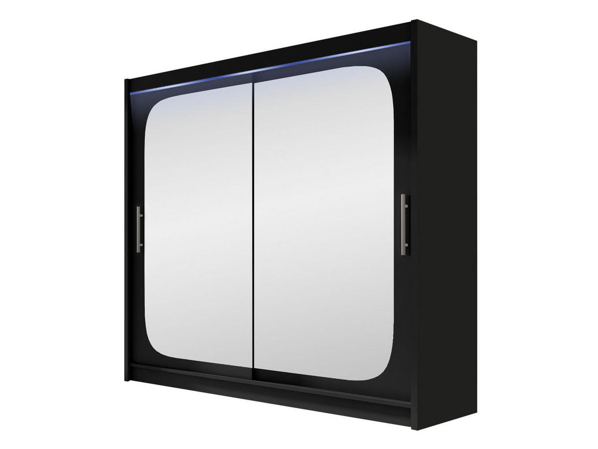 KLEIDERSCHRANK London VIII, mit RGB LED Beleuchtung - Silberfarben/Schwarz, Holzwerkstoff/Kunststoff (180/215/58cm) - MIRJAN24