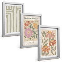 BILDER SET 3er Set - 20x30 cm Silberner Rahmen - Botanische Motive, Pariser Minimalismus - Silberfarben, Kunststoff (20/30cm) - TULUP