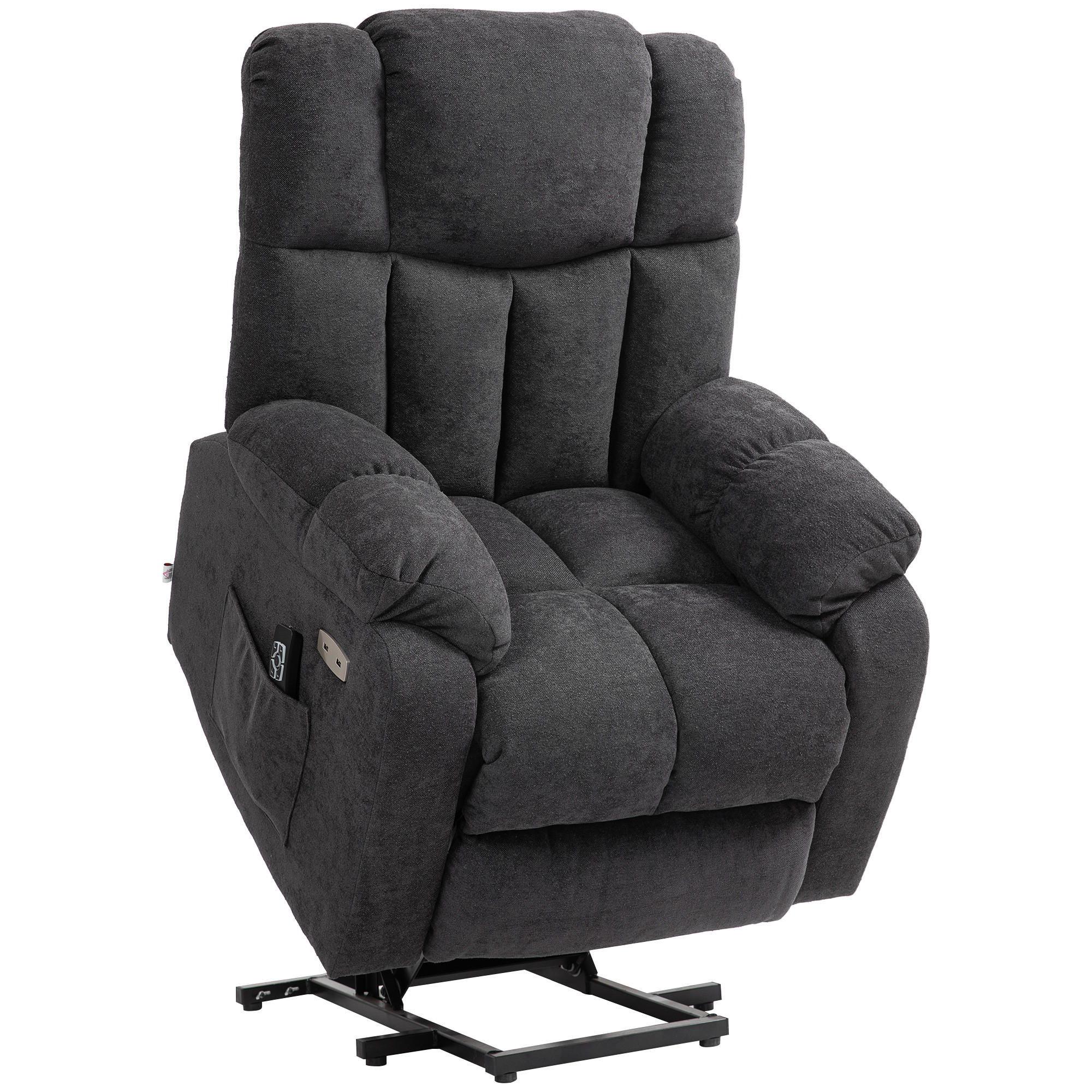 FERNSEHSESSEL mit Aufstehhilfe Elektrisch Relaxsessel mit Liegefunktion Schwarz - Schwarz, Kunststoff (95/107/92cm) - HOMCOM
