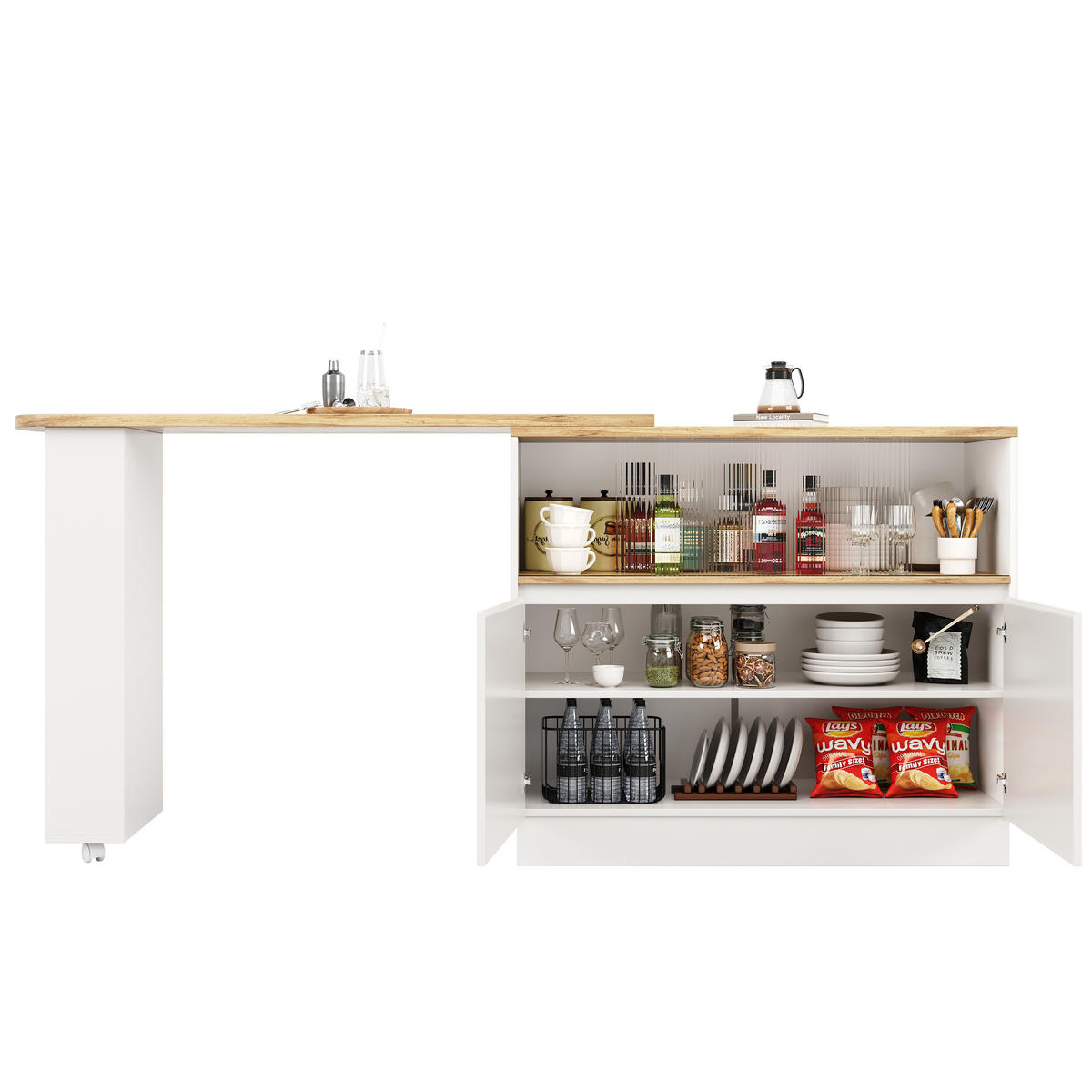 BARTISCH Weiß 90-120/45/100 cm - Weiß, Holz (90/100/45cm) - PANGIVO