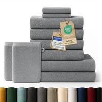 HANDTUCH 8-teilig, 2x Badetuch 70/140 + 4x Handtuch 50/100 + 2x Gästetuch 30/30 + 2x Waschlappen 15/20 cm, Grau - Grau, Textil (70/140cm) - Blumtal