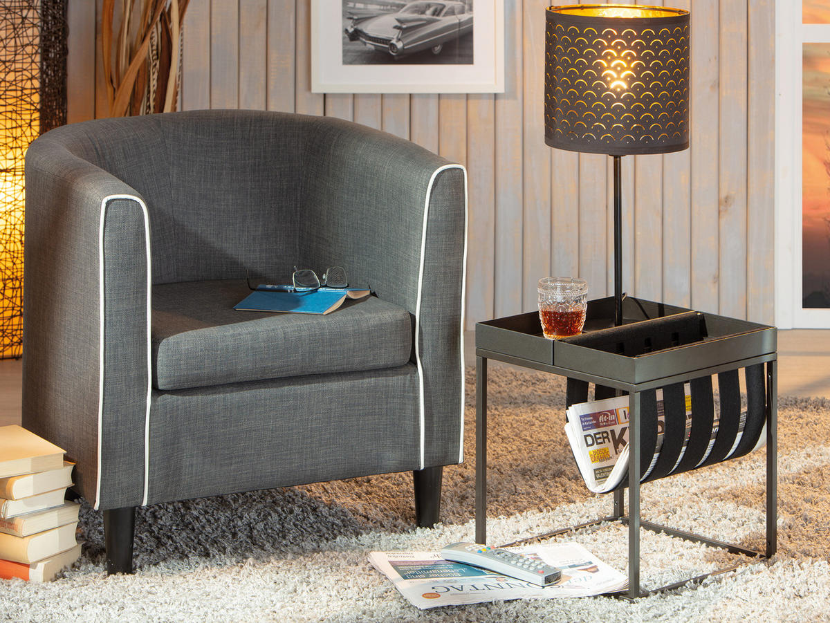 COUCHTISCH mit Magazinhalter grau und schwarz - Grau, Holzwerkstoff (35/35/40cm) - ebuy24