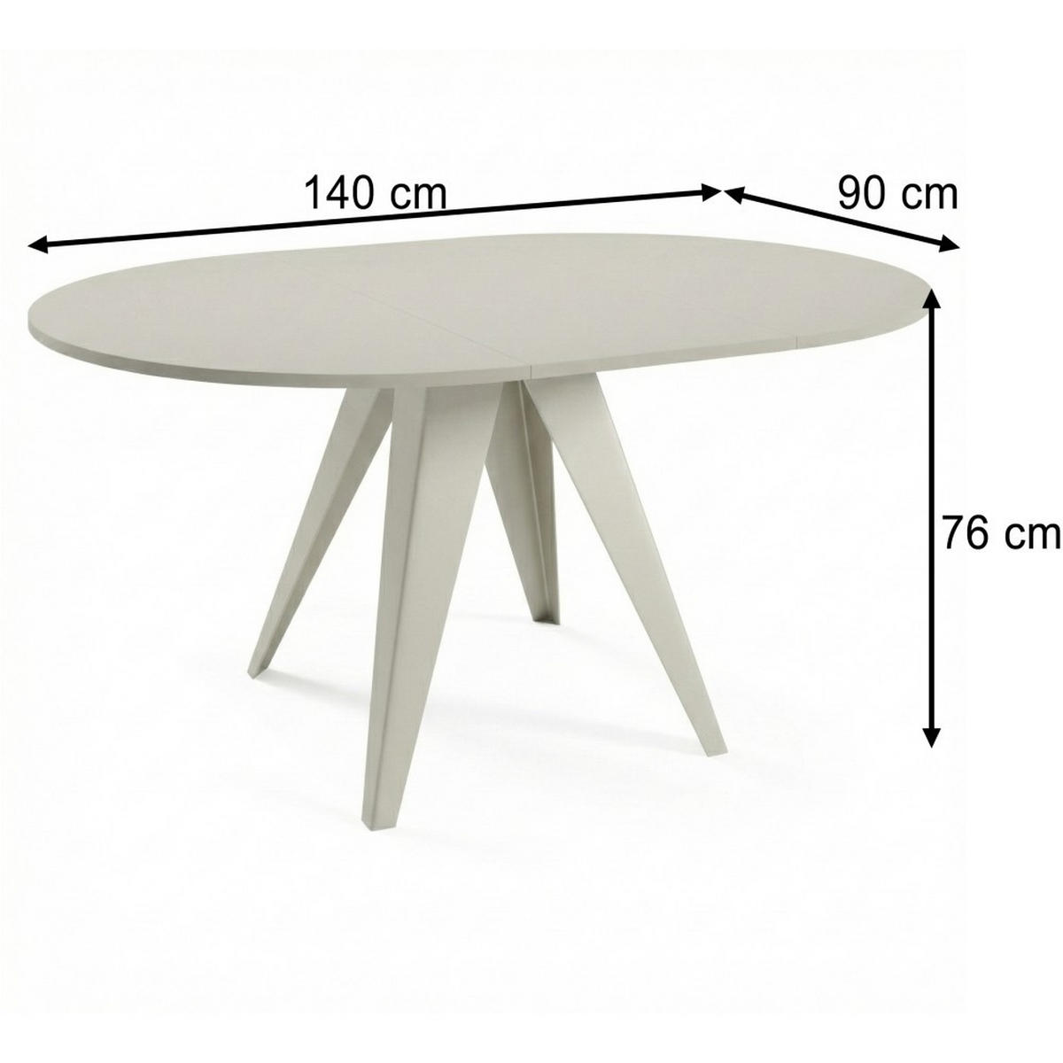 ESSTISCH Gala, Runder Tisch mit Ausziehfunktion, 100-140x100 cm, Kaschmir - Kaschmir, Metall (100/100/76cm) - Beautysofa