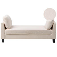 ČALOUNĚNÉ LEHÁTKO CHAISE LONGUE Látka Krémově bílé Archiane - bílá/černá, textil (170/60/85cm) - Beliani
