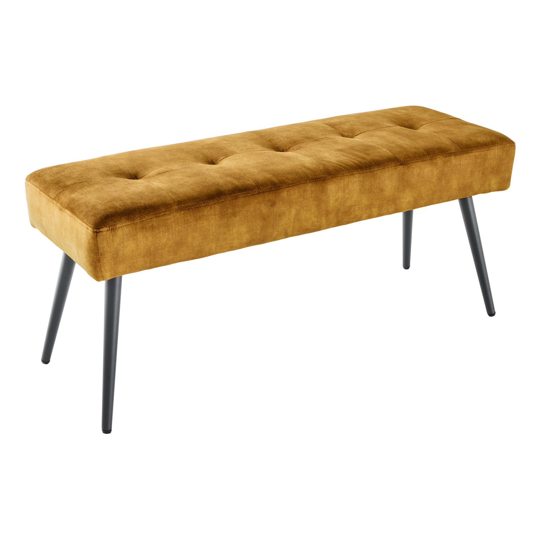 SITZBANK BOUTIQUE Samt Senfgelb 100 cm - Gelb/Schwarz, Textil/Metall (100/43/35cm) - riess-ambiente