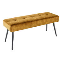 SITZBANK BOUTIQUE Samt Senfgelb 100 cm - Gelb/Schwarz, Textil/Metall (100/43/35cm) - riess-ambiente