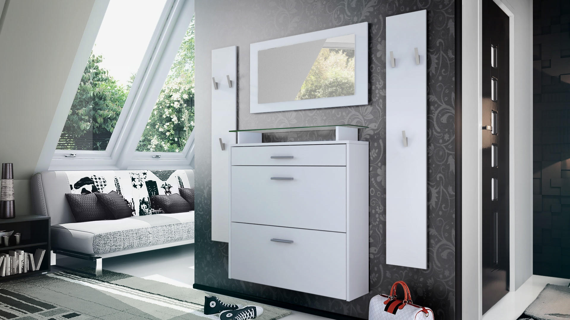 GARDEROBE Malea Front in Weiß matt - Weiß, Holzwerkstoff (180/180/23cm) - Vladon