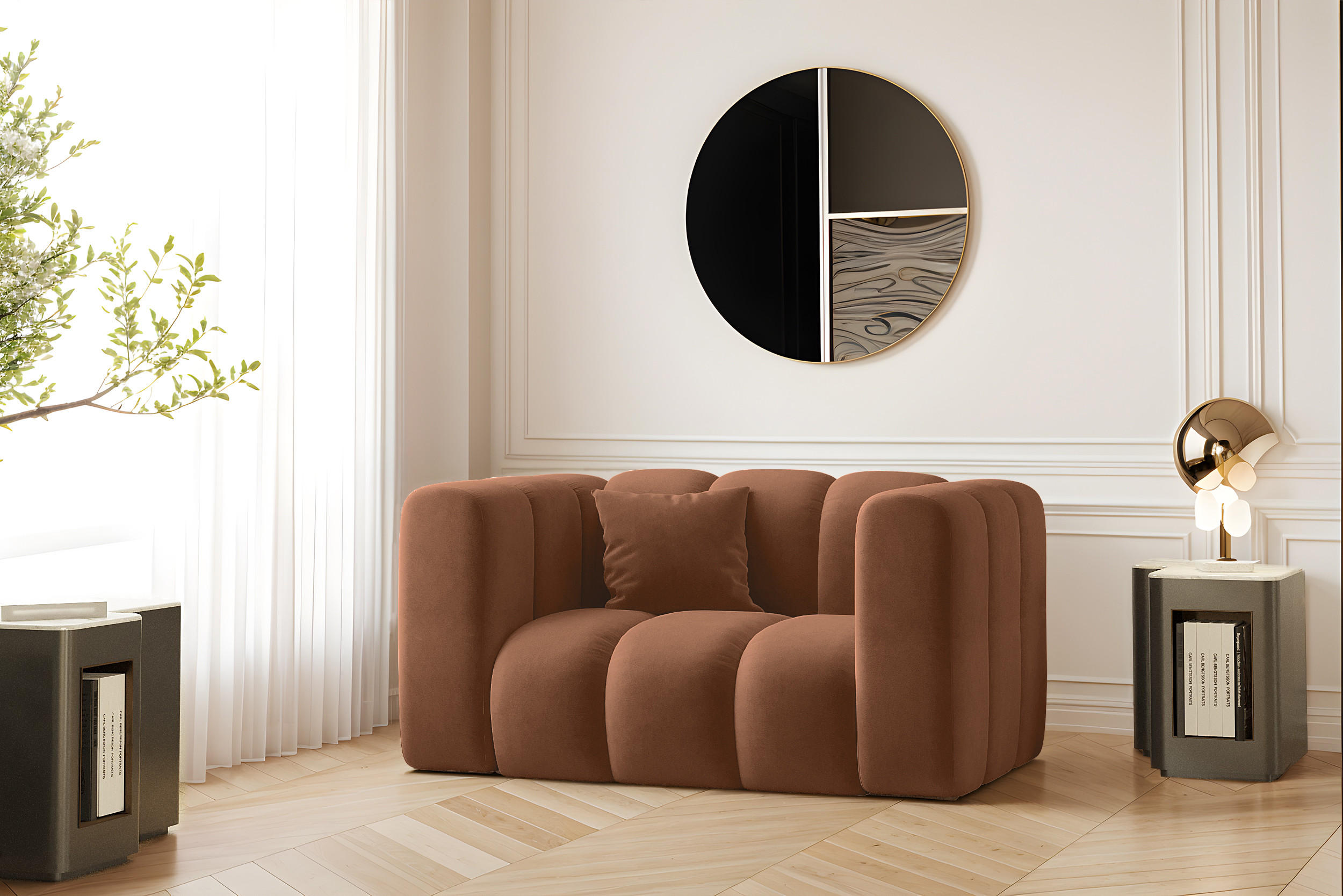 SESSEL Sofa Grand modular stoff Salvador Braun - Braun, Holz (137/70/89cm) - Kaiser Möbel