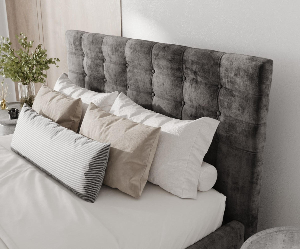 POLSTERBETT Soma 180/200 cm Anthrazit im Lotta Stoff - Anthrazit/Naturfarben, Holz/Holzwerkstoff (180/200cm) - AltaBeds