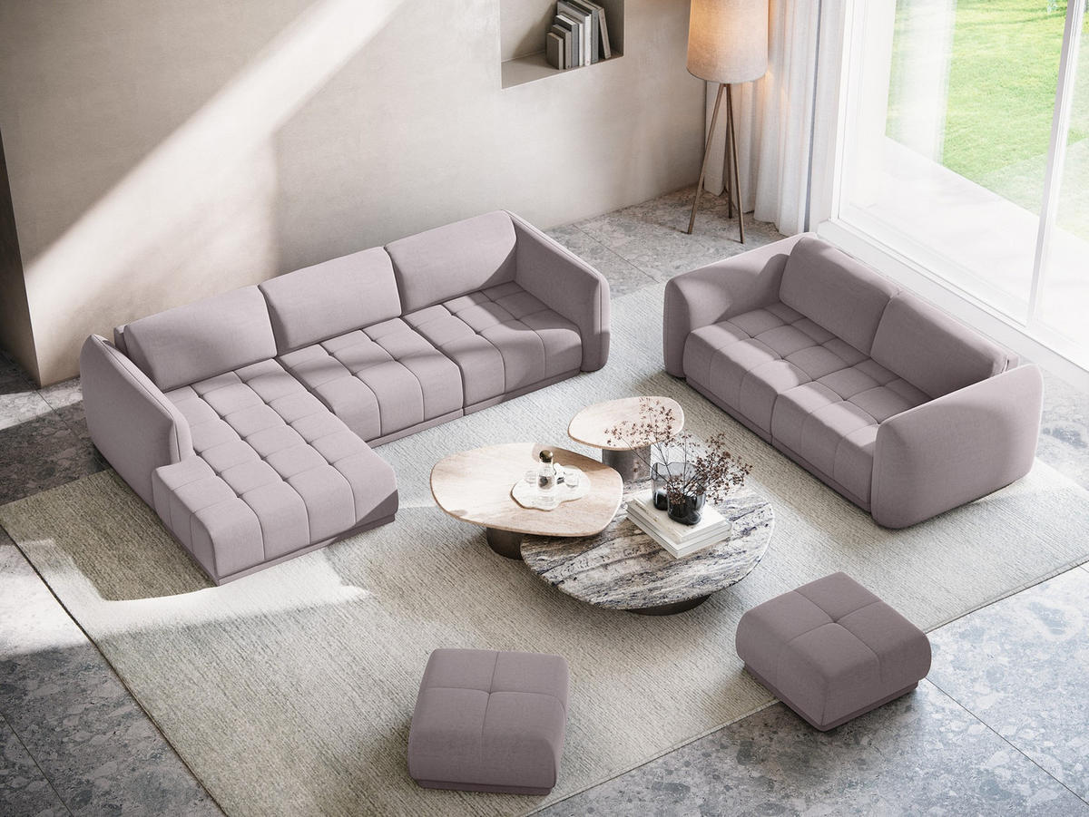 ECKSOFA Links Samt Stoff Violett - Lila/Flieder, Kunststoff/Textil (170/290cm) - Makamii