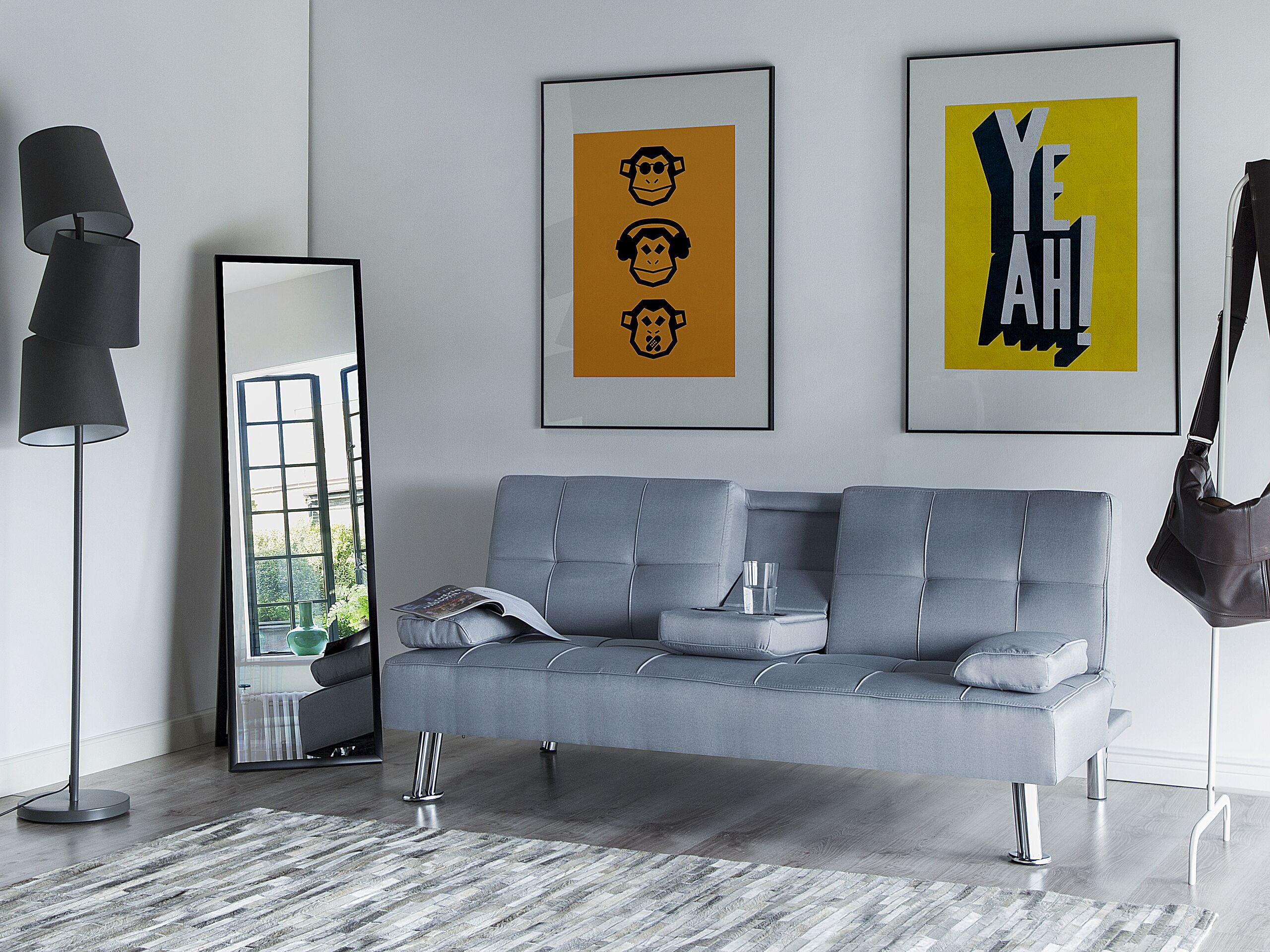 3-SITZER-SCHLAFSOFA Polsterbezug Hellgrau Roxen - Hellgrau, Textil (168/77/81cm) - Beliani