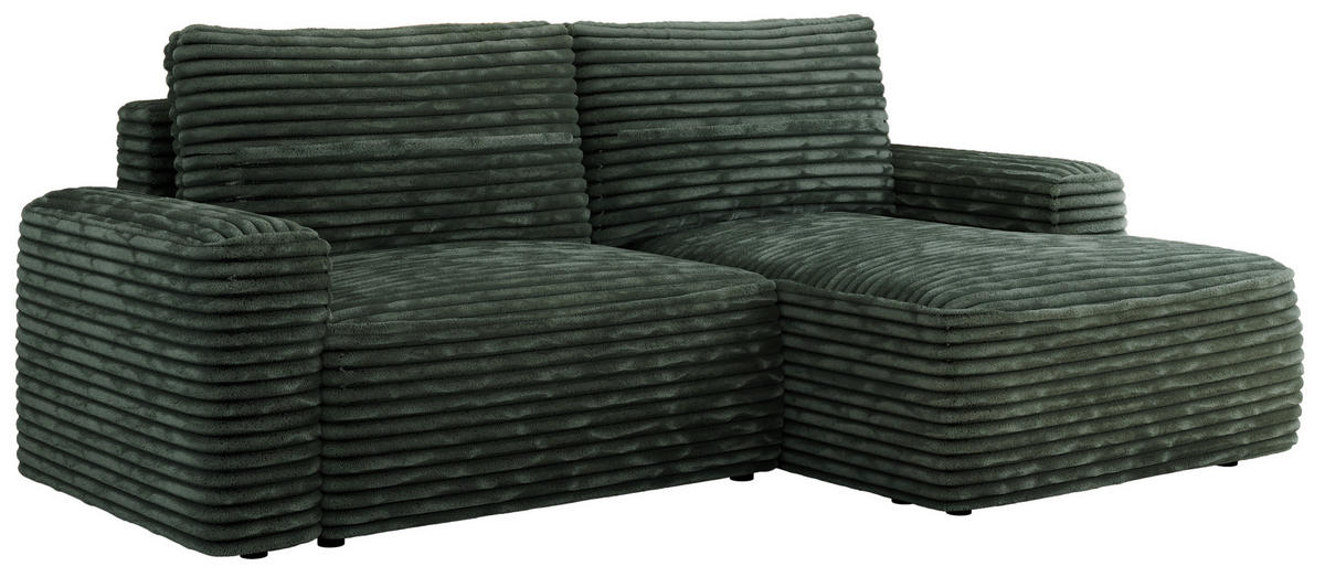 ECKSOFA BELLUNO L Grün Cord - Rechts - Schwarz/Grün, Textil (233/144cm) - MKS