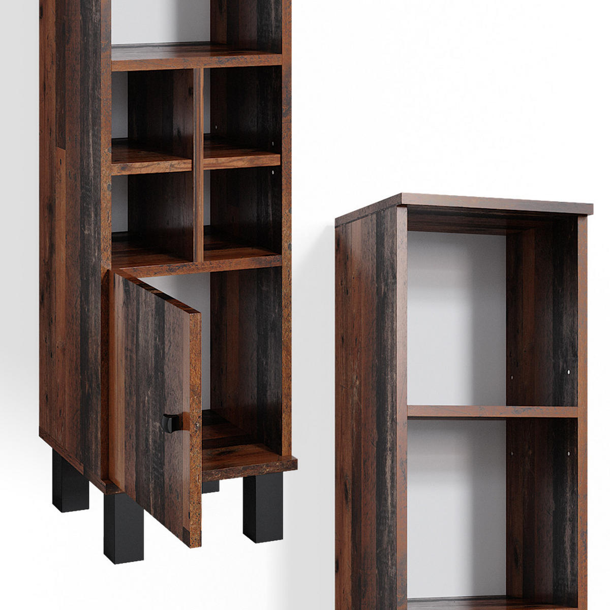 MIDISCHRANK Fynn Eiche rustikal 30 x 130.6 cm kleine Tür - Wildeiche, Holzwerkstoff (30/130.6/30cm) - Vicco