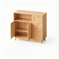 SIDEBOARD 90/35/80 cm in Holz-Optik mit Schubladen und verstellbarem Regal - Naturfarben, Holzwerkstoff (90/80/35cm) - BEAOK