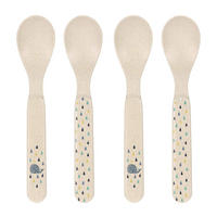 KINDERLÖFFEL Little Water Wal 13,5 4er Set - Blau/Beige, Metall - Lässig