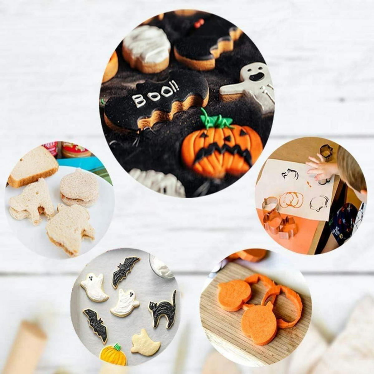 AUSSTECHFORMEN Set 5-teilig Halloween Kürbis Katze - Multicolor, Metall (30.3/2.3/15.5cm)
