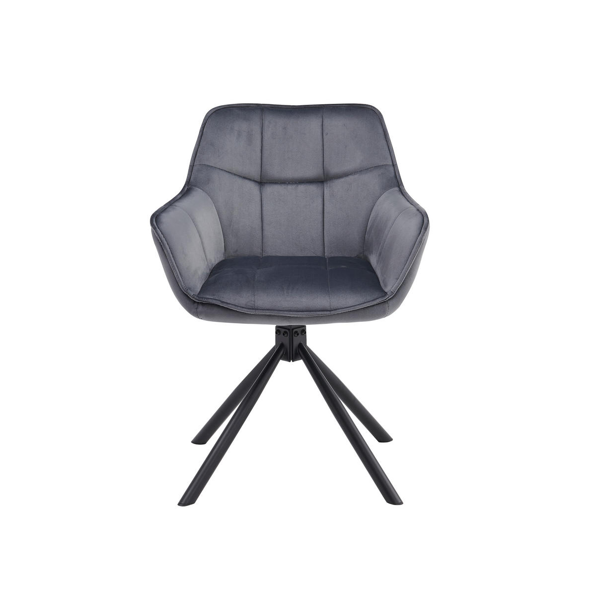 DREHSTUHL Drehsessel Samt mit Armlehne, 180° drehbar, 1 Stück, Beige - Beige/Schwarz, Metall (58/82/60cm) - AN Furniture Store