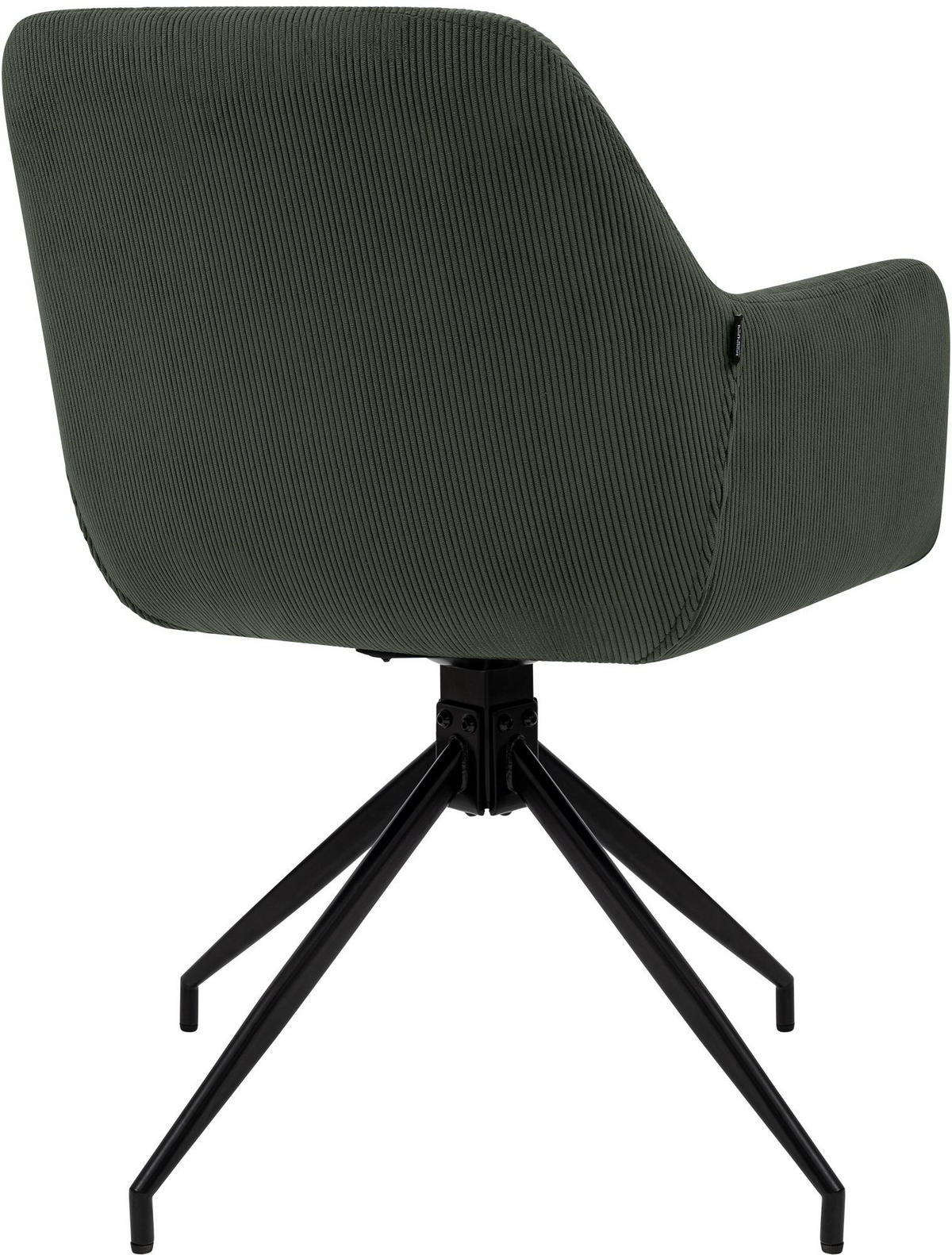 ESSZIMMERSTUHL Cord Grün - Schwarz/Grün, Textil/Metall (58/85/60cm) - CLP