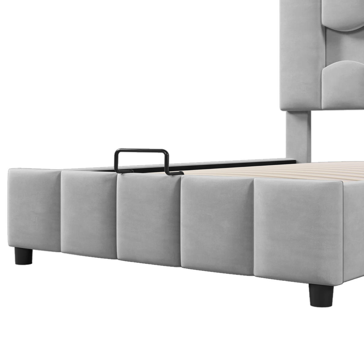 POLSTERBETT mit Stauraum und LED 90x200 cm Samt Grau - Grau, Metall (90/200cm) - Meubliv