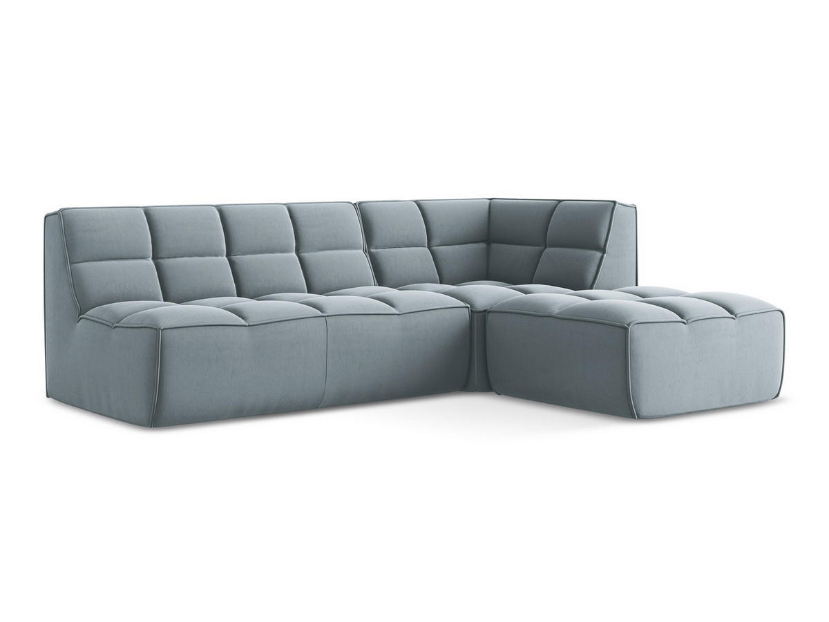 ECKSOFA Beidseitig Samt Stoff Blau - Blau/Schwarz, Kunststoff/Textil (258/178cm) - Makamii