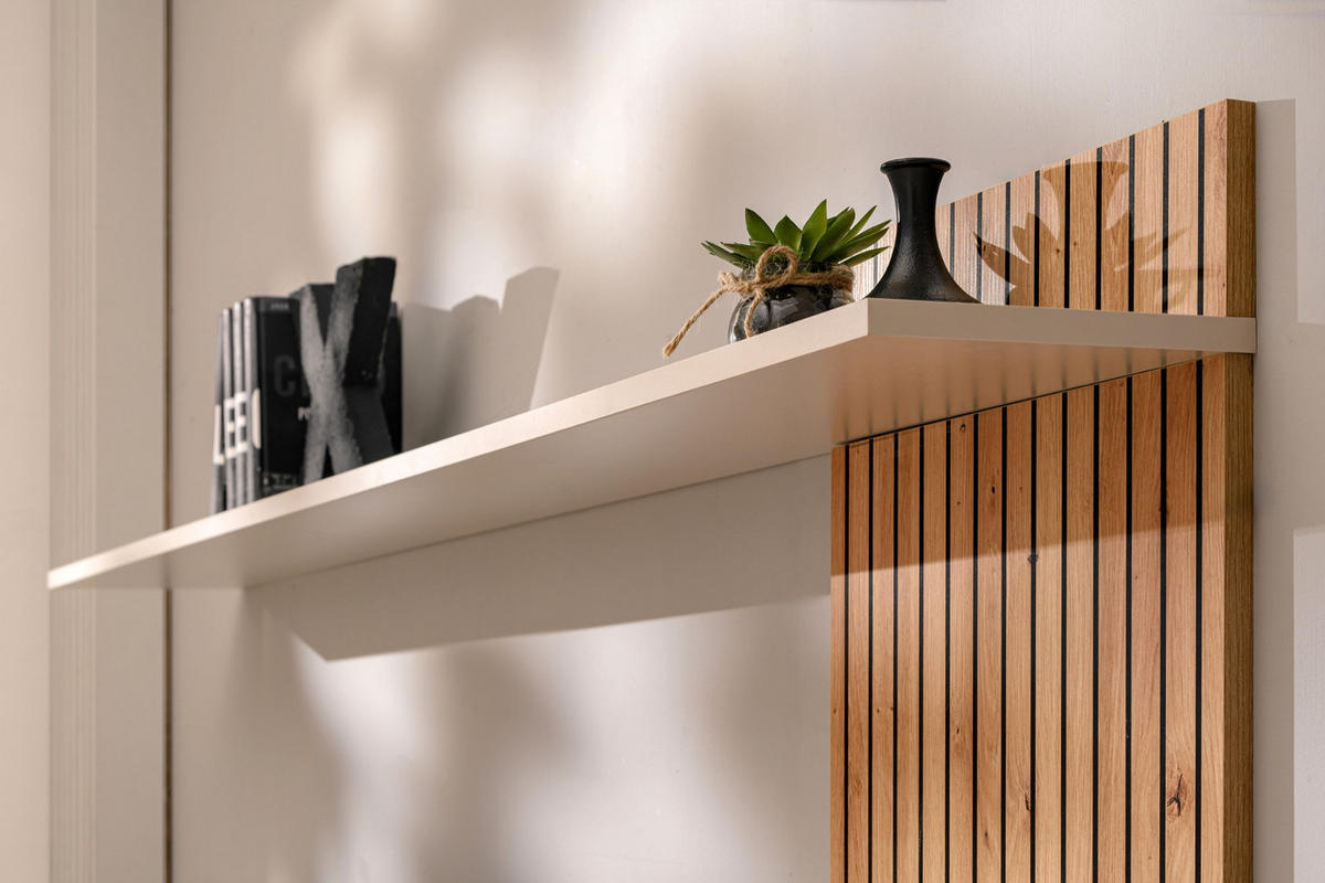 WOHNWAND Sand matt, Eiche Artisan 180 cm, Schrankwand hängend - Sandfarben/Eiche Artisan, Holzwerkstoff (180/130/40cm) - Inn.Furn