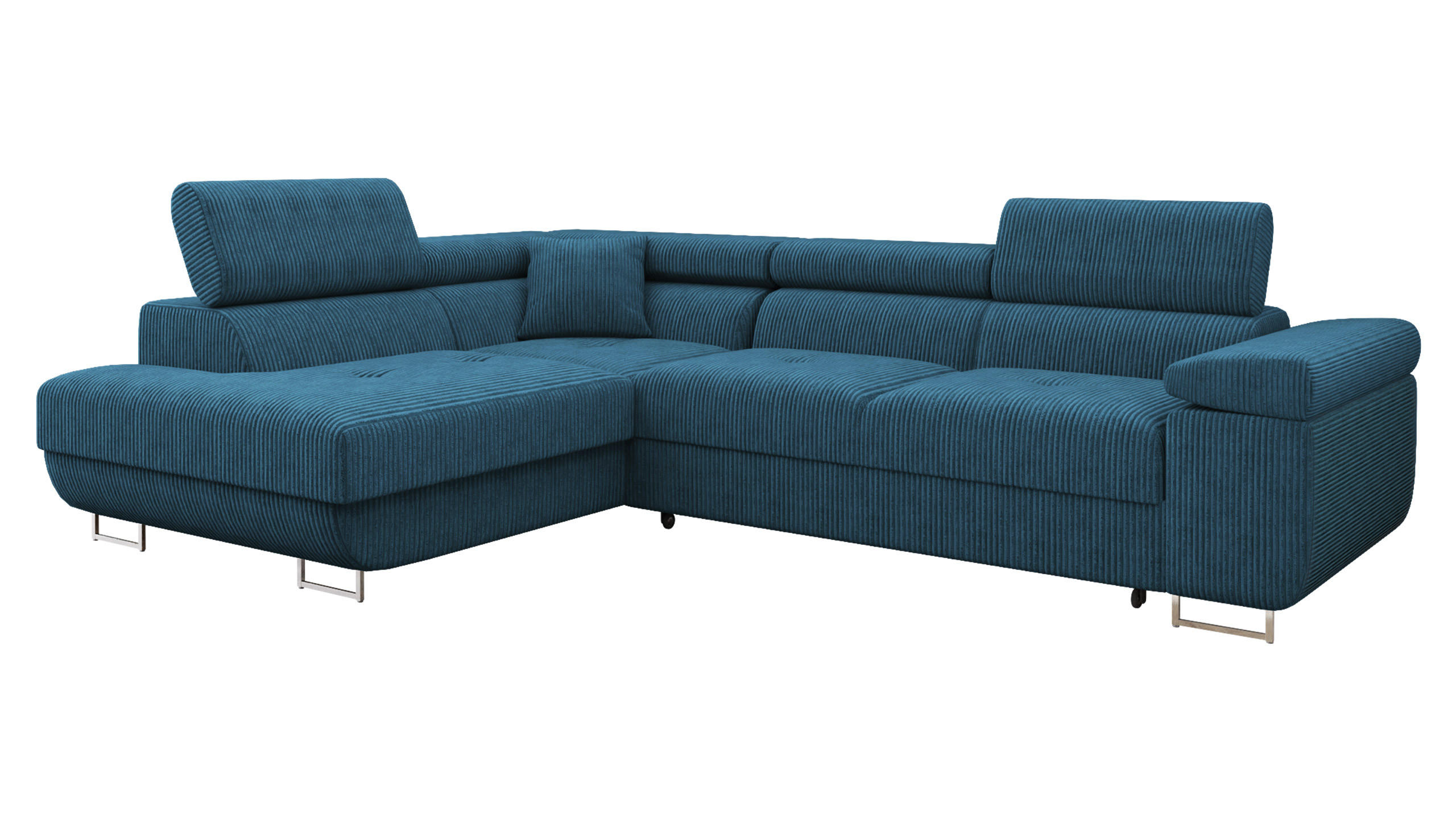 ECKSOFA Torezio Cord, Seite: Links - Blau, Holz/Textil (274/203cm) - MIRJAN24