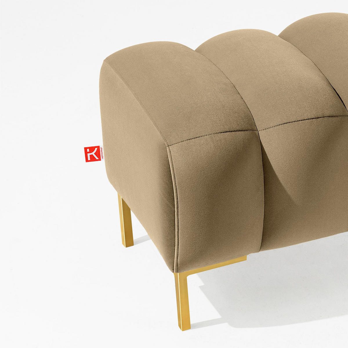 SITZHOCKER Polsterhocker PECCO, Veloursstoff - Goldfarben/Rosa, Holz/Textil (120/50/50cm) - KONSIMO®