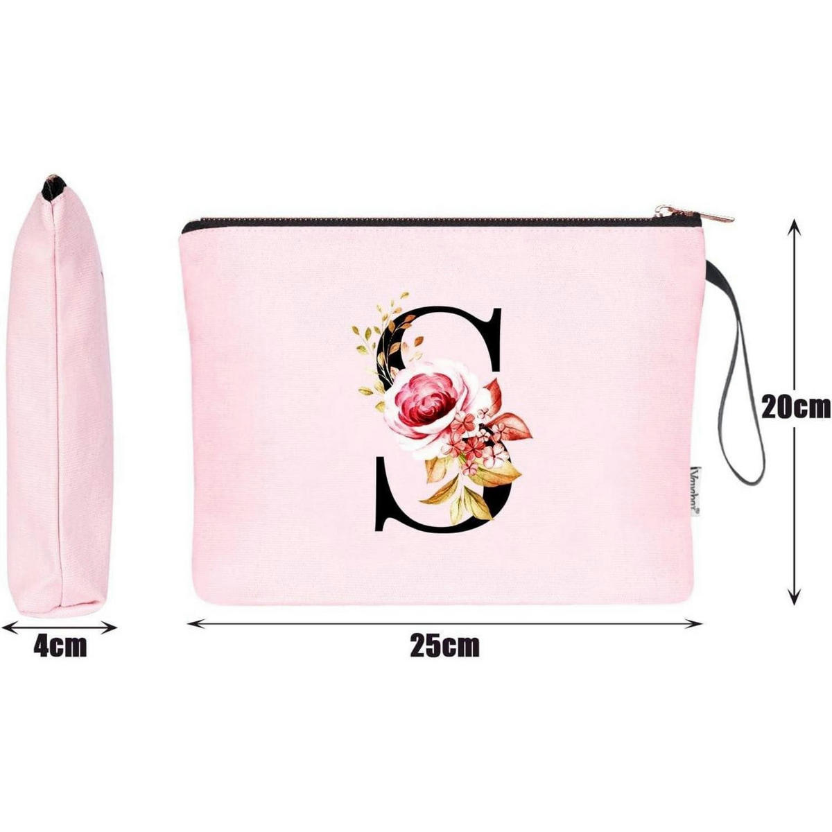 KOSMETIKTASCHE mit Initialdruck Pink S - Rosa, Textil (4/20/25cm)