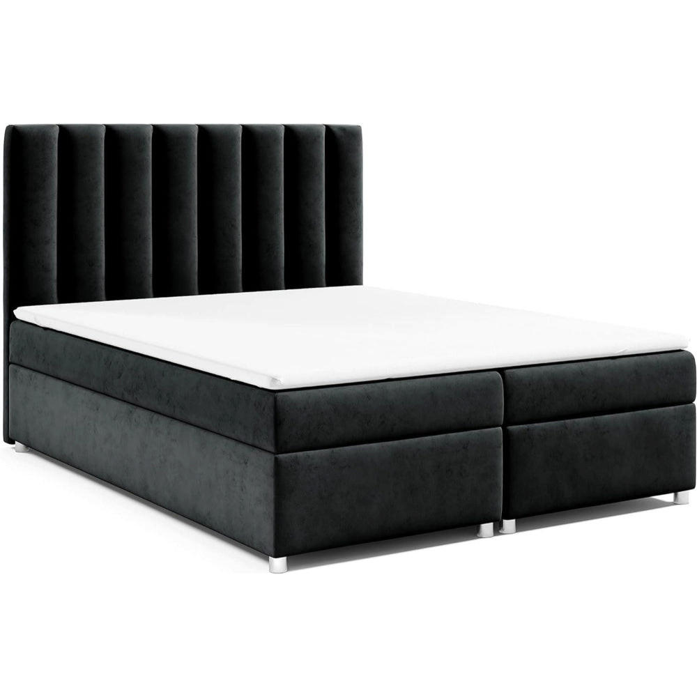 BOXBETT mit Bettkasten Trinity K-10 Bonellfederkern inkl. Topper - Schwarz, Holz/Holzwerkstoff (140/200cm) - Best For Home