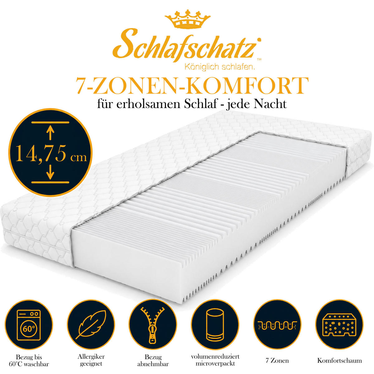 KOMFORTSCHAUMMATRATZE Wellness Stella 140x200 cm weich Höhe ca. 14,75 cm - Weiß, Textil (140/200cm) - Schlafschatz