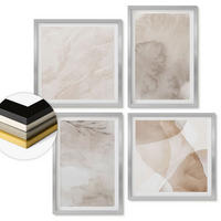 WANDBILDER 4er Set - 50x50 cm & 40x60 cm Silberner Rahmen - Aquarellfarben, Boho-Texturen - Silberfarben, Kunststoff (50/50cm) - ArtPrintCave