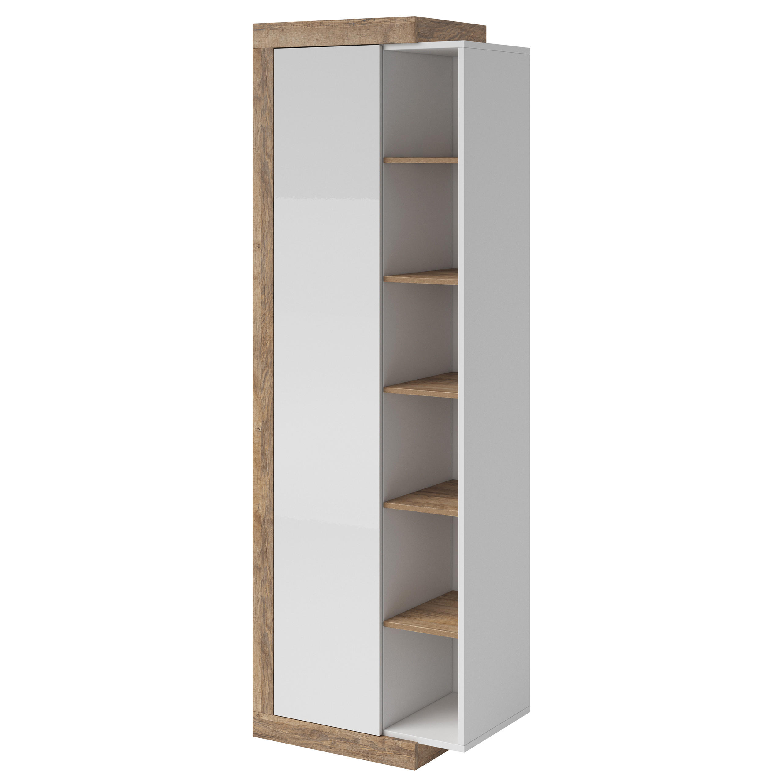 VITRINE in Eichefarben, Weiß - Eichefarben, Holzwerkstoff (67/200/40cm) - MASSENO