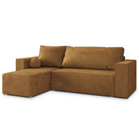 ROHOVÁ SEDAČKA RAVELO žlutá - šedá/žlutá, dřevo/textil (240/140cm) - MASSENO