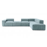 5-SITZER modulares Ecksofa HEAVEN SET 5 Rechts, Breite 380 cm Webstoff Blaugrau - Blaugrau/Schwarz, Holz/Kunststoff (245/380cm) - Muffo
