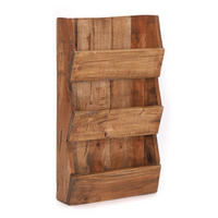 ZEITUNGS-WANDREGAL NEWS 60 Mahagoni Massivholz, 3 Fächer 01 natur-vintage - Naturfarben, Holz (38/60/11cm) - DESIGN DELIGHTS