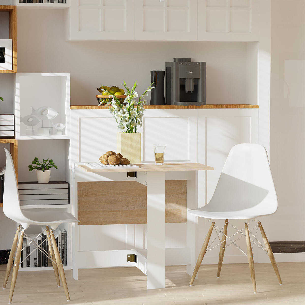 ESSTISCH Eiche und Weiß 1 Stück - Beige, Kunststoff (103/76/73.5cm) - GiPP