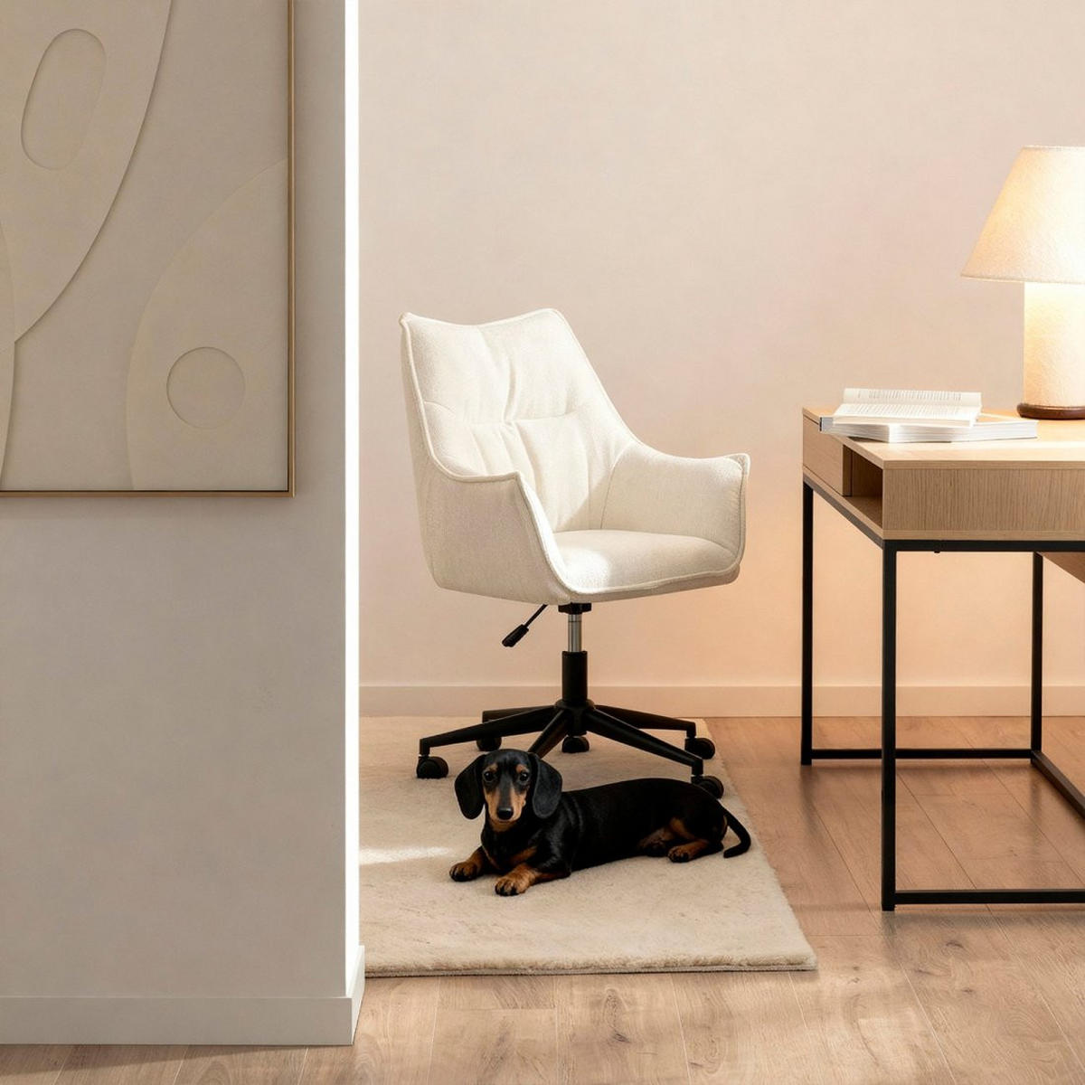 SCHREIBTISCHSTUHL Holger Beige 63 cm x 88-96 cm - Beige, Metall (63/88/63cm)