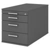 ROLLCONTAINER - mit 3 Schubladen 80/42,8/51,2 cm in Graphitfarben Chromgriff (Metall) - Graphitfarben, Holzwerkstoff (42.8/51.2/80cm) - bümö