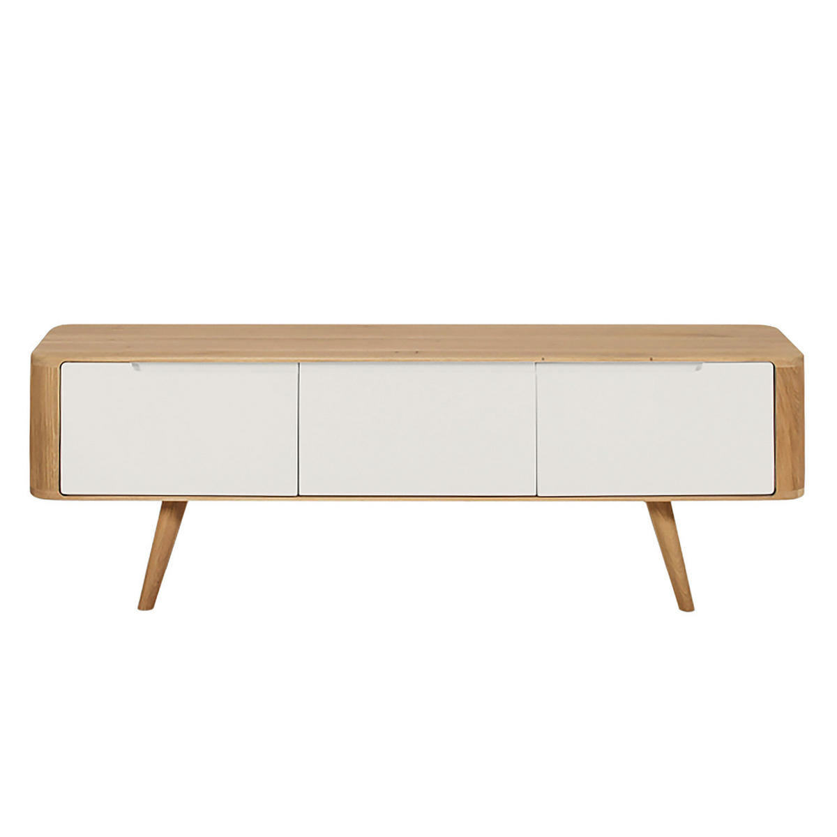 TV-LOWBOARD - Wildeiche teilmassiv - Wildeiche/Weiß, Holzwerkstoff (135/45/42cm) - home24