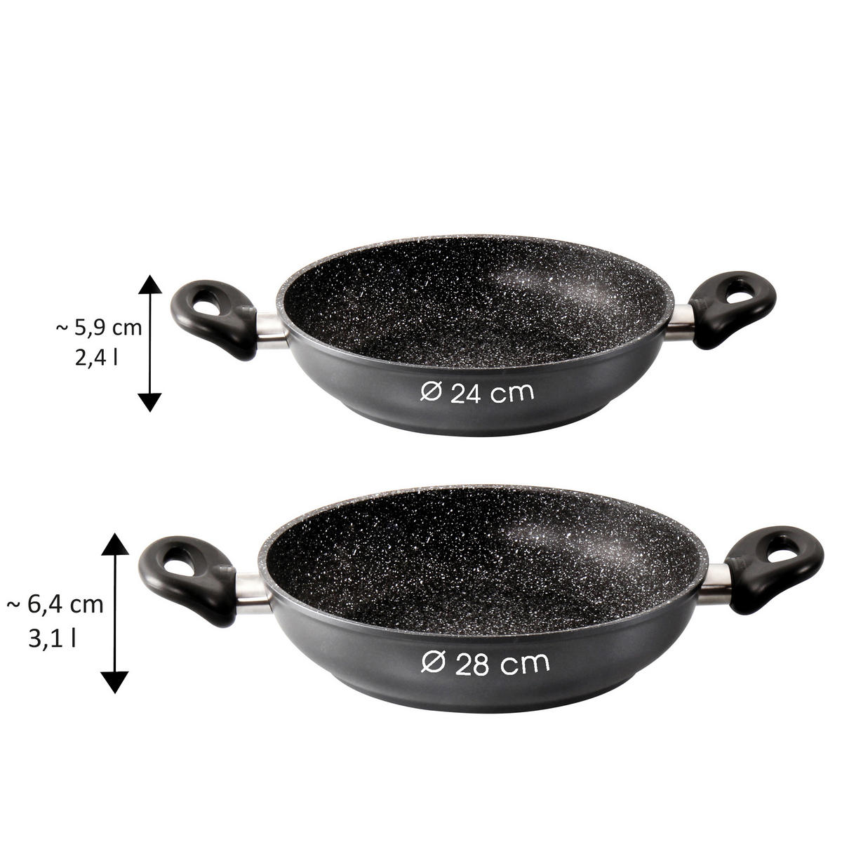 SERVIERPFANNE - Schwarz, Metall (24cm) - Stoneline