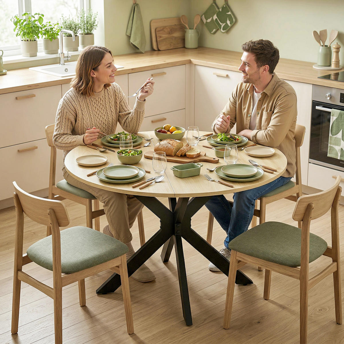 ESSTISCH Naturholz 1 Stück - Beige, Naturmaterialien (110/110/76cm) - GiPP