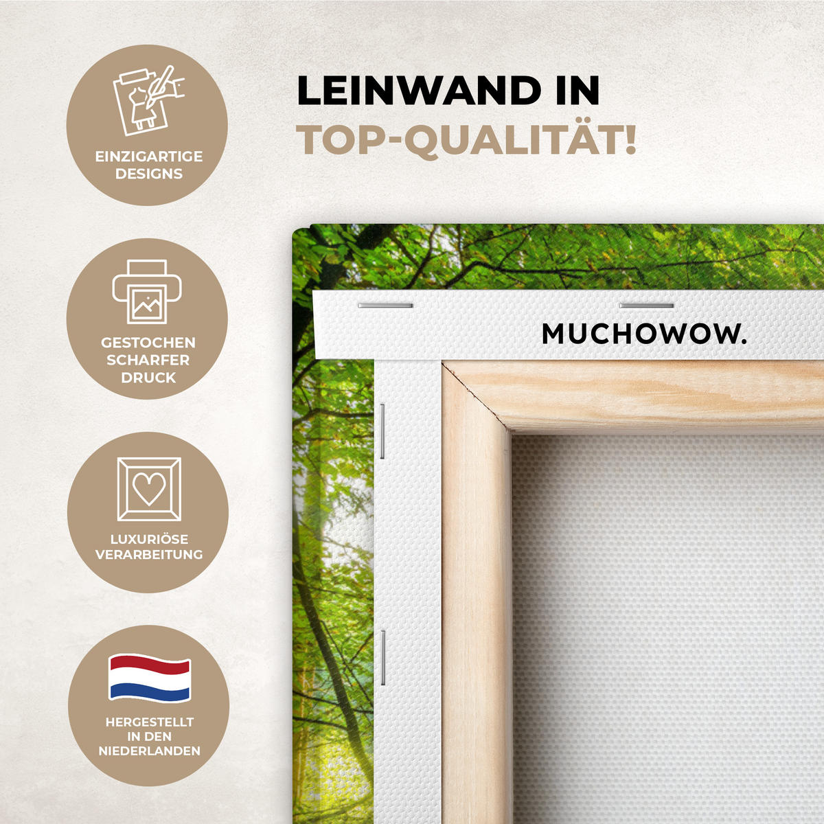 LEINWANDBILD Wald - Landschaft - Wasser - Bäume - Sonne - Grün - Natur 60x80 cm - Grün, Textil (60/80cm) - MuchoWow