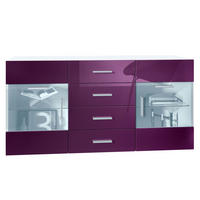 SIDEBOARD Carlos Brombeer Hochglanz - Brombeere, Holzwerkstoff (139/72/35cm) - Vladon