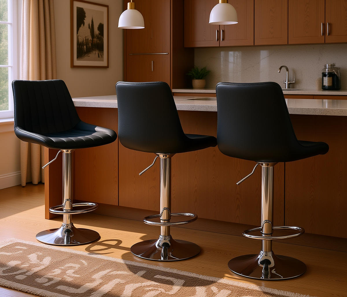 BARHOCKER 2er Set Tolor Kunstleder chrom schwarz - Chromfarben/Schwarz, Kunststoff/Metall (49.5/112/50cm) - TPFLiving