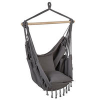 MAKRAMEE Hängesessel mit Kissen Baumwolle grau Bonea - Grau, Textil (95/125/55cm) - Beliani