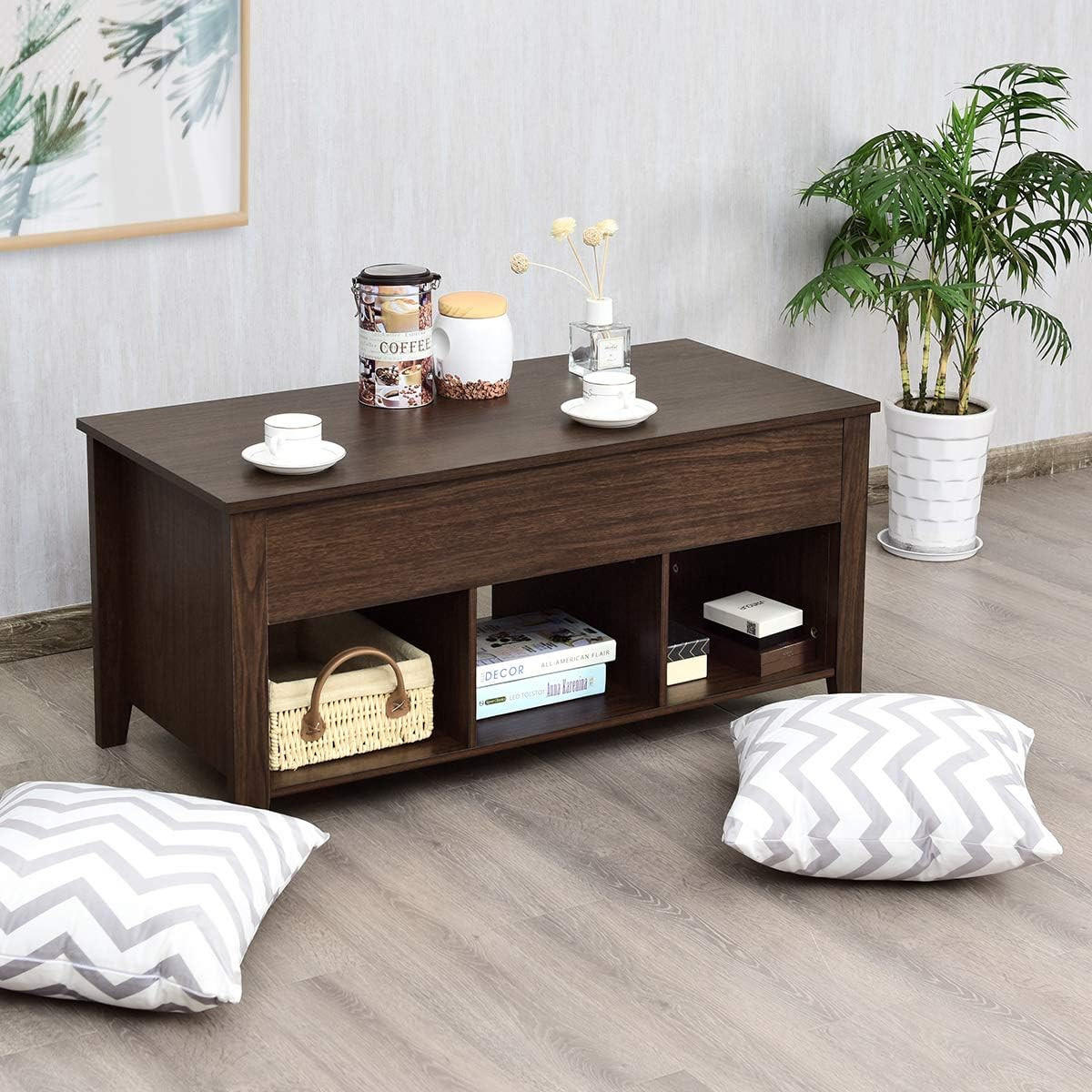 COUCHTISCH höhenverstellbar Braun - Braun, Holz (105/50/61cm) - COSTWAY