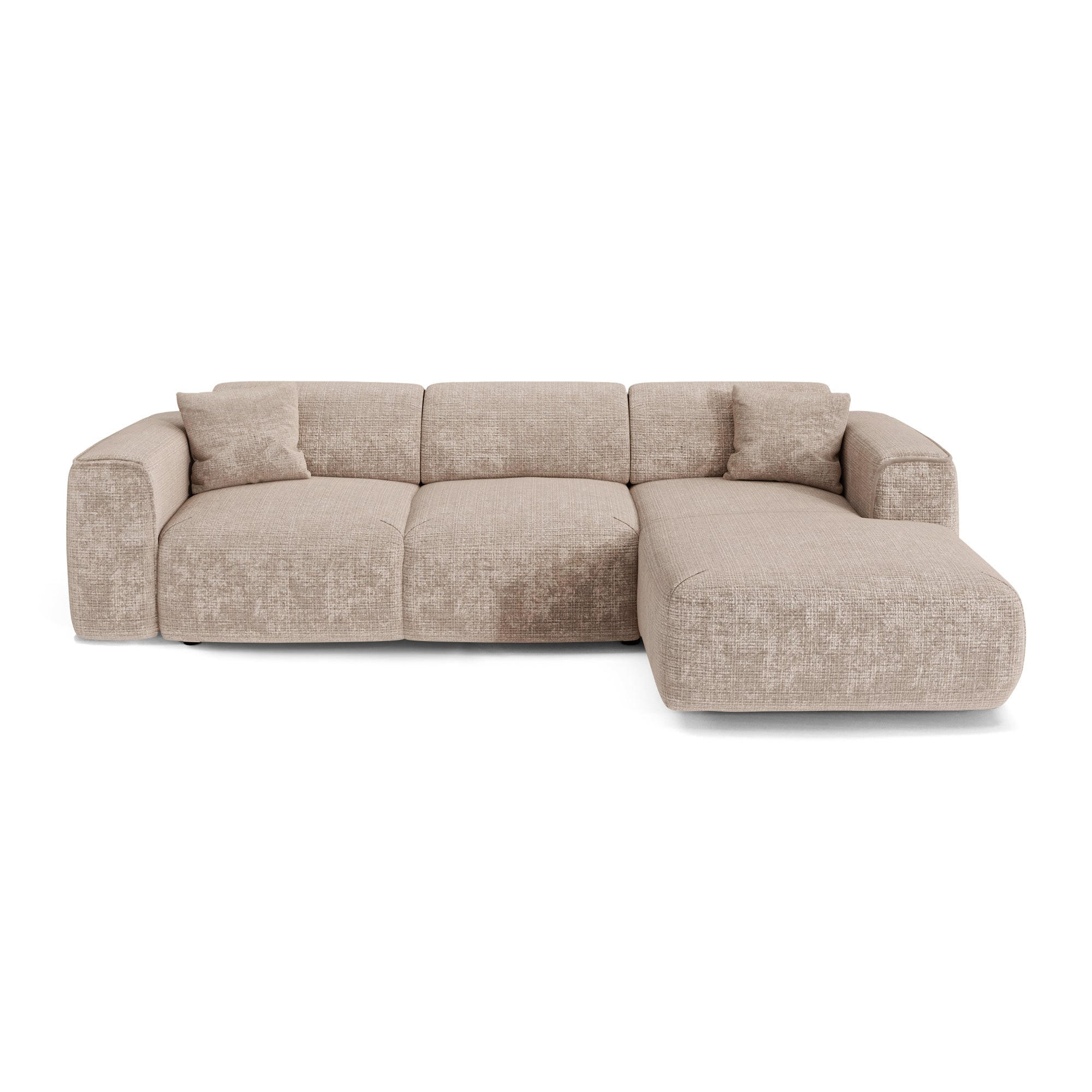 ECKSCHLAFSOFA Geprägter Samt Beige 283cm - Beige, Textil (283/180cm) - Sia Home